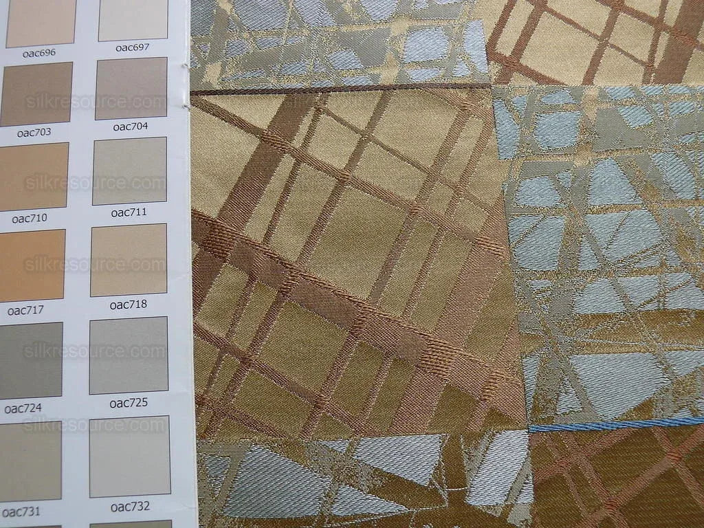 100% Silk Jacquard Mirror Square "celadon" Tan Brown Gray Blue MSRP USD 230/y