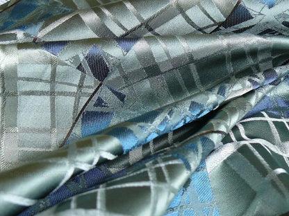 High End 100% Silk Jacquard Mirror Square Mosaic "regatta" Blue Silver Gold MSRP USD 230/y