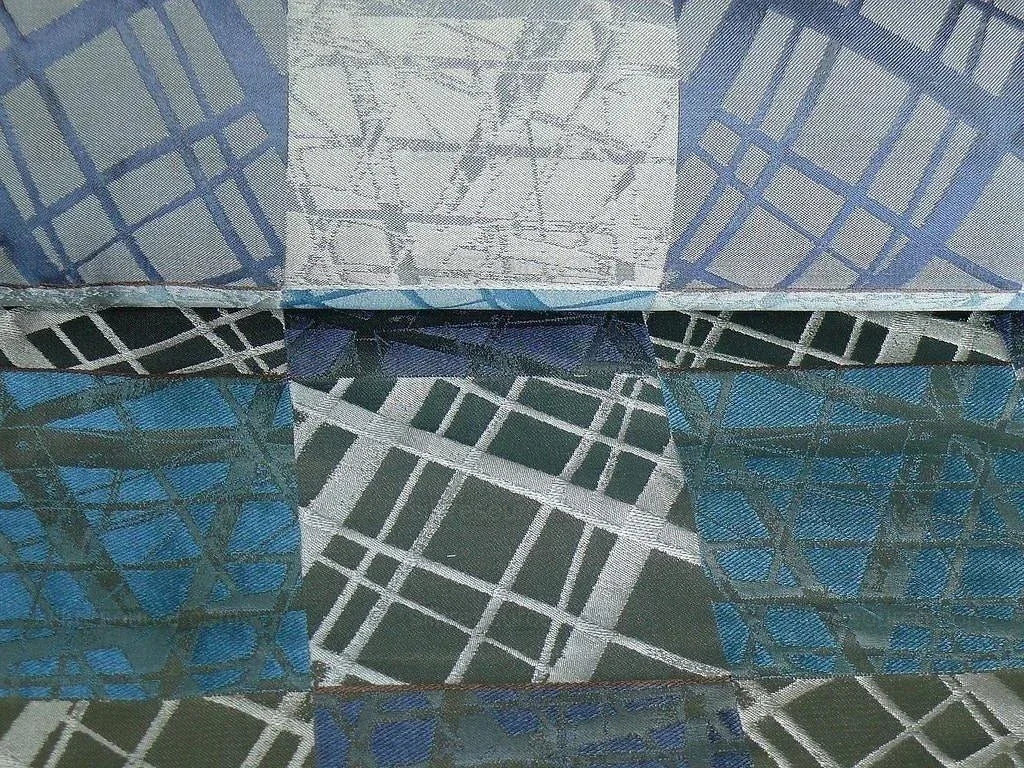 High End 100% Silk Jacquard Mirror Square Mosaic "regatta" Blue Silver Gold MSRP USD 230/y