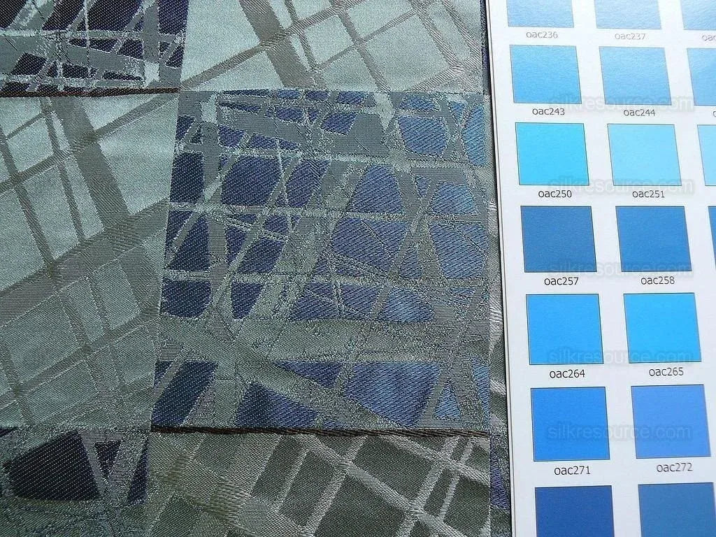 High End 100% Silk Jacquard Mirror Square Mosaic "regatta" Blue Silver Gold MSRP USD 230/y