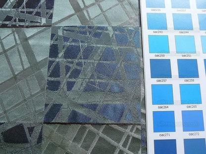 High End 100% Silk Jacquard Mirror Square Mosaic "regatta" Blue Silver Gold MSRP USD 230/y