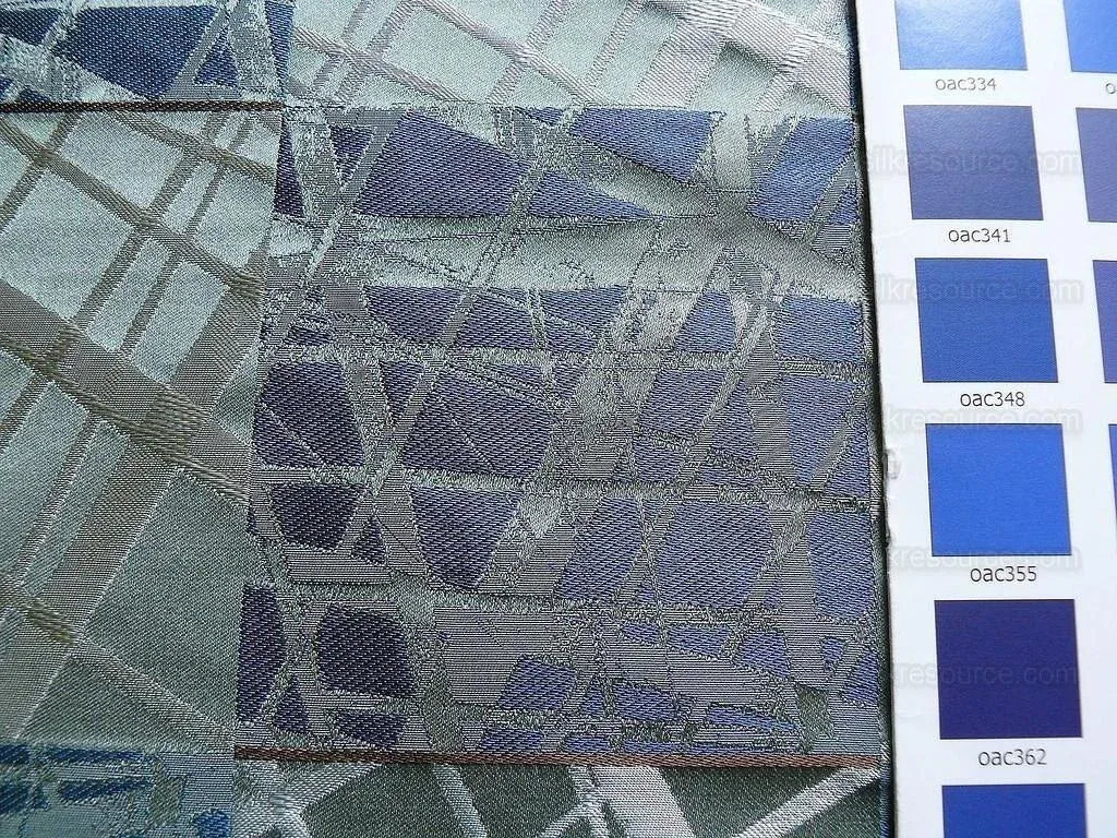 High End 100% Silk Jacquard Mirror Square Mosaic "regatta" Blue Silver Gold MSRP USD 230/y