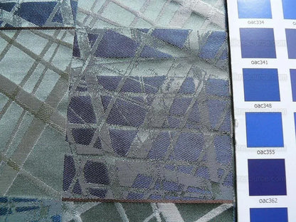 High End 100% Silk Jacquard Mirror Square Mosaic "regatta" Blue Silver Gold MSRP USD 230/y