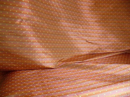 BTY 100% Silk Lampas Diamond Dot "citrus" Yellow Orange Pink  Stripe Reversible