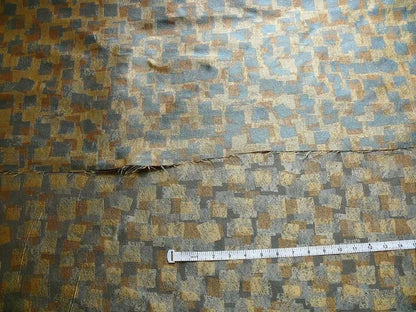 100% Silk Jacquard Modern Overlap Square "bluestone" Gold Mid Century