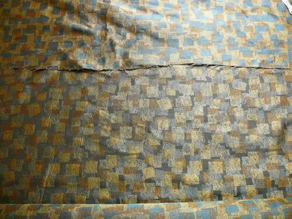 100% Silk Jacquard Modern Overlap Square "bluestone" Gold Mid Century