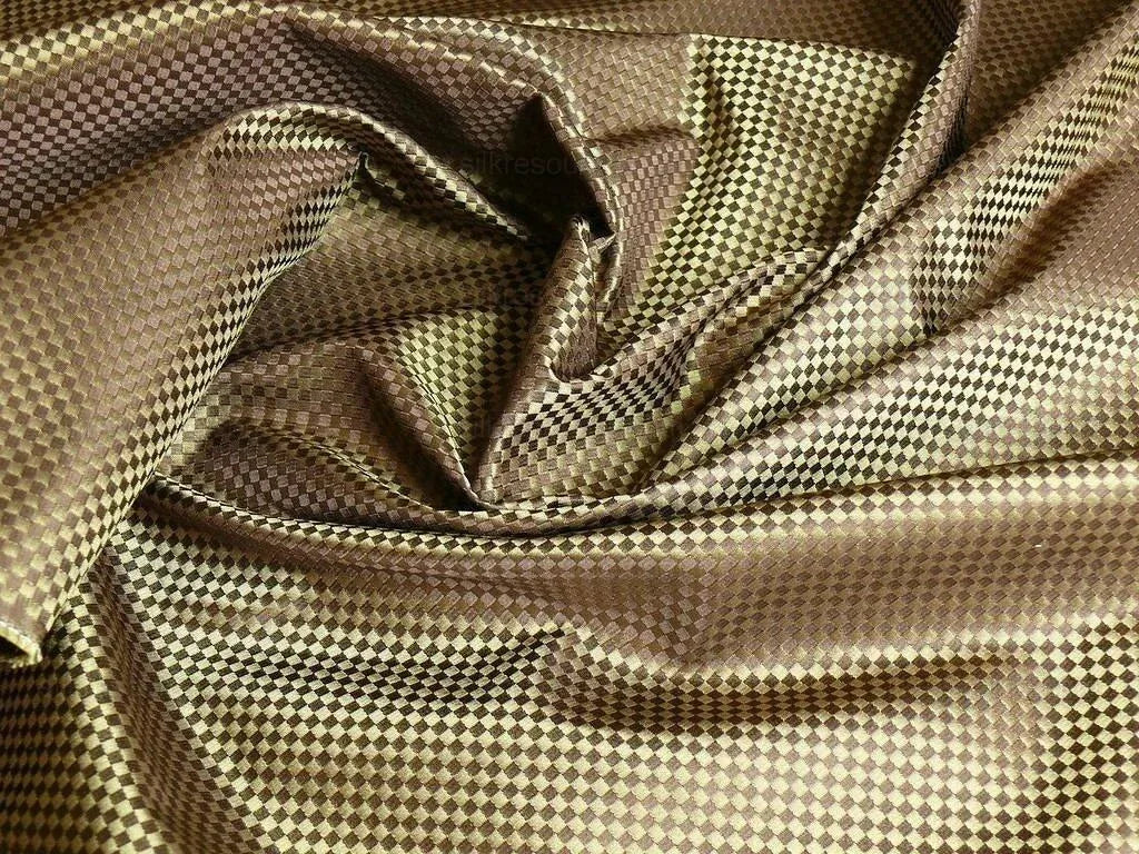 High End 100% Silk Mini Check "stem" Green Bronze Brown Heavy! MSRP USD275/Y