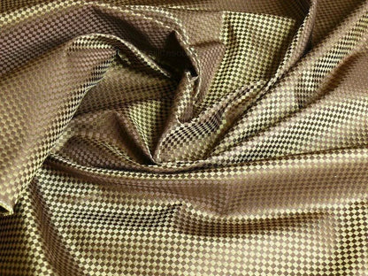 High End 100% Silk Mini Check "stem" Green Bronze Brown Heavy! MSRP USD275/Y