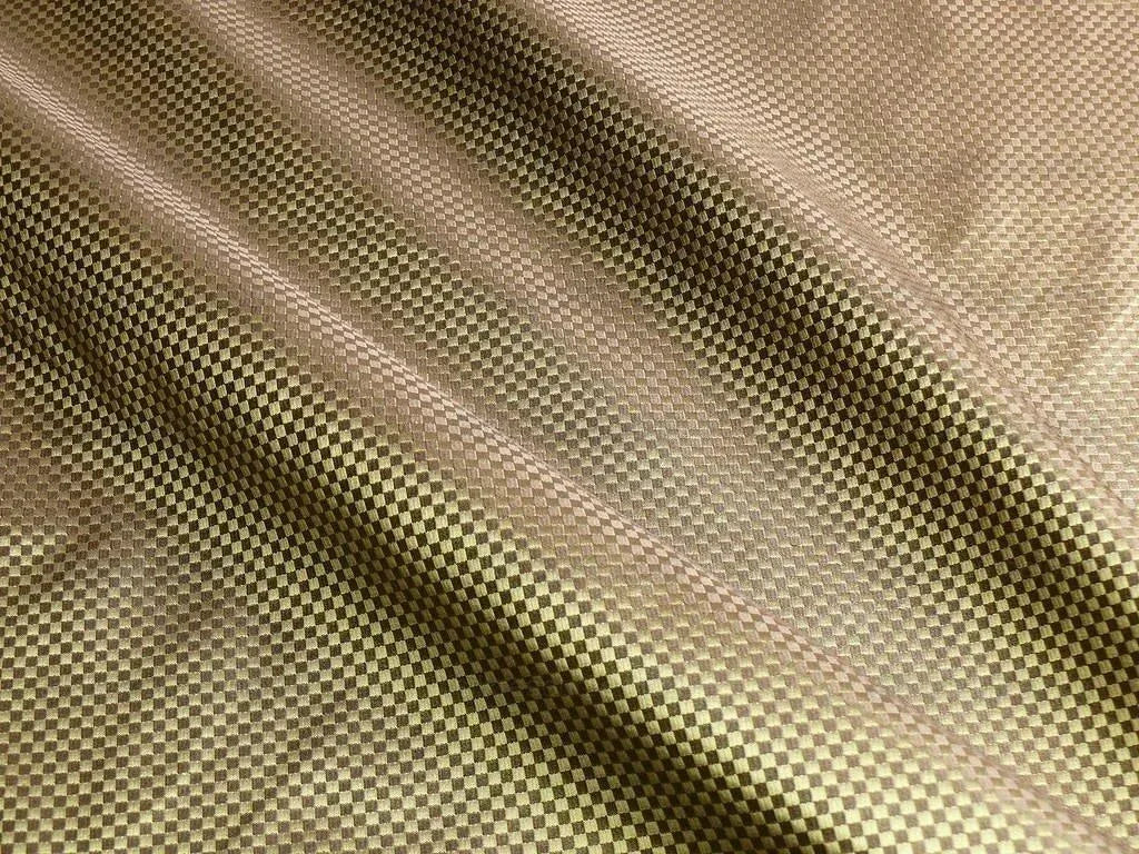 High End 100% Silk Mini Check "stem" Green Bronze Brown Heavy! MSRP USD275/Y