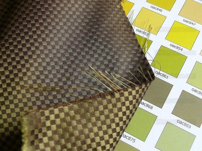 High End 100% Silk Mini Check "stem" Green Bronze Brown Heavy! MSRP USD275/Y