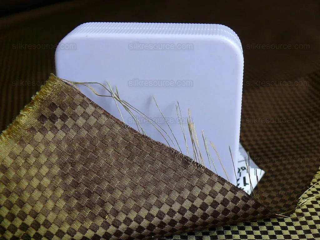 High End 100% Silk Mini Check "stem" Green Bronze Brown Heavy! MSRP USD275/Y