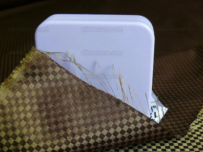 High End 100% Silk Mini Check "stem" Green Bronze Brown Heavy! MSRP USD275/Y