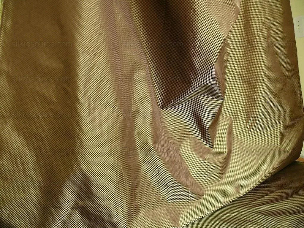 High End 100% Silk Mini Check "stem" Green Bronze Brown Heavy! MSRP USD275/Y