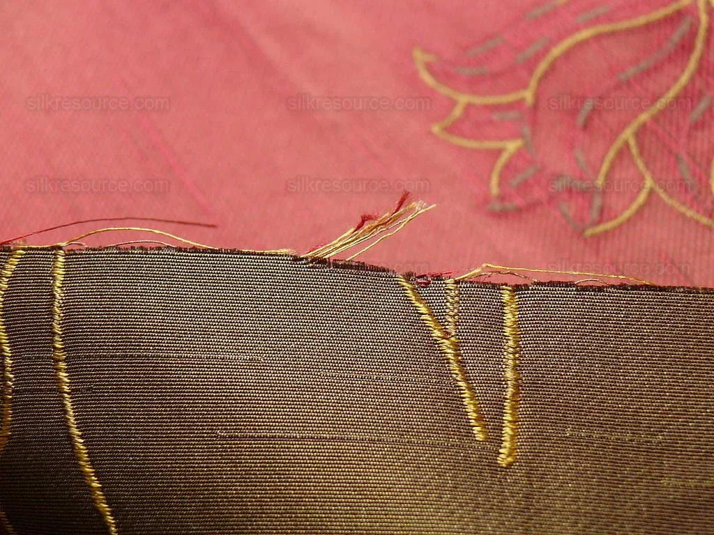 100% Silk Lampas Tulip "brown" Gold Mod Picasso Modern Abstract Flora Thick MSRP USD 300+/Y