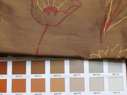 100% Silk Lampas Tulip "brown" Gold Mod Picasso Modern Abstract Flora Thick MSRP USD 300+/Y