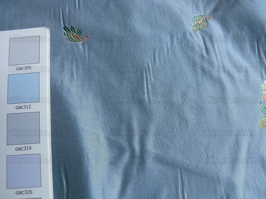 100% Silk Taffeta Tissue Pick Peach Blossom "cloud" Blue