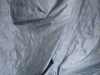 100% Silk Lampas Peach Blossom "cloud" Blue