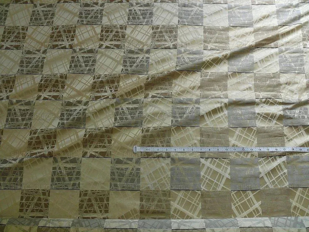 100% Silk Jacquard Mirror Square "silver" Gold Gray MSRP USD 230/y