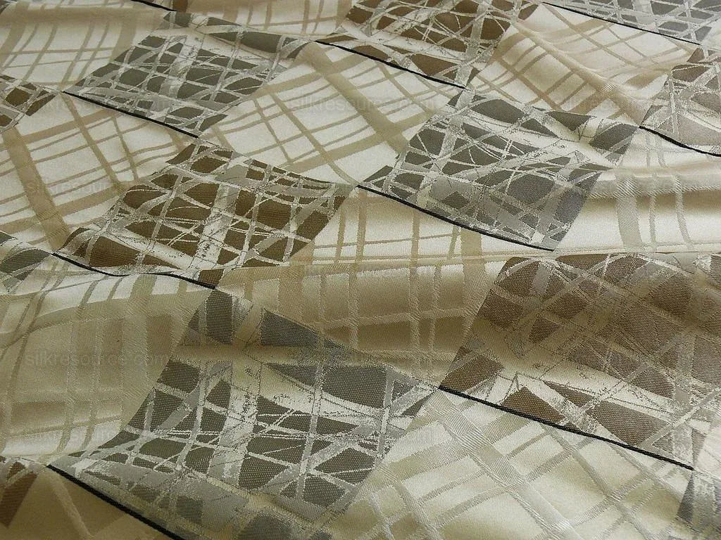 100% Silk Jacquard Mirror Square "silver" Gold Gray MSRP USD 230/y