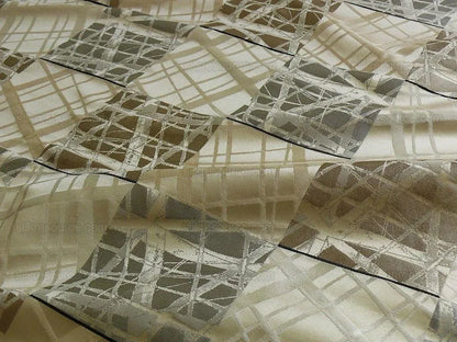 100% Silk Jacquard Mirror Square "silver" Gold Gray MSRP USD 230/y