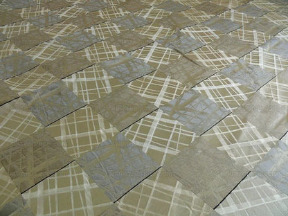 100% Silk Jacquard Mirror Square "silver" Gold Gray MSRP USD 230/y