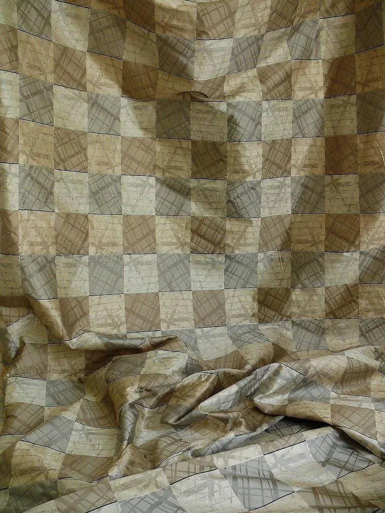 100% Silk Jacquard Mirror Square "silver" Gold Gray MSRP USD 230/y