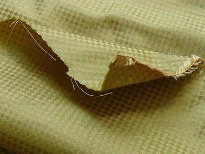 High End 100% Silk Mini Check "wheat" Gold Heavy! MSRP USD275/Y