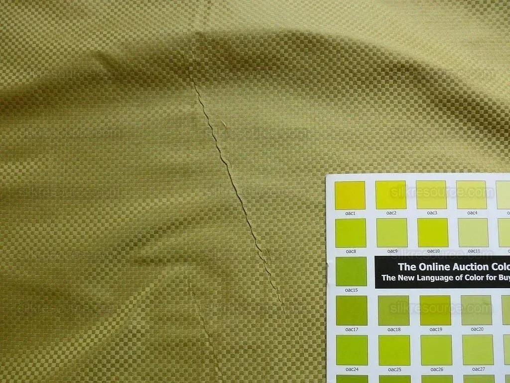 High End 100% Silk Mini Check "wheat" Gold Heavy! MSRP USD275/Y