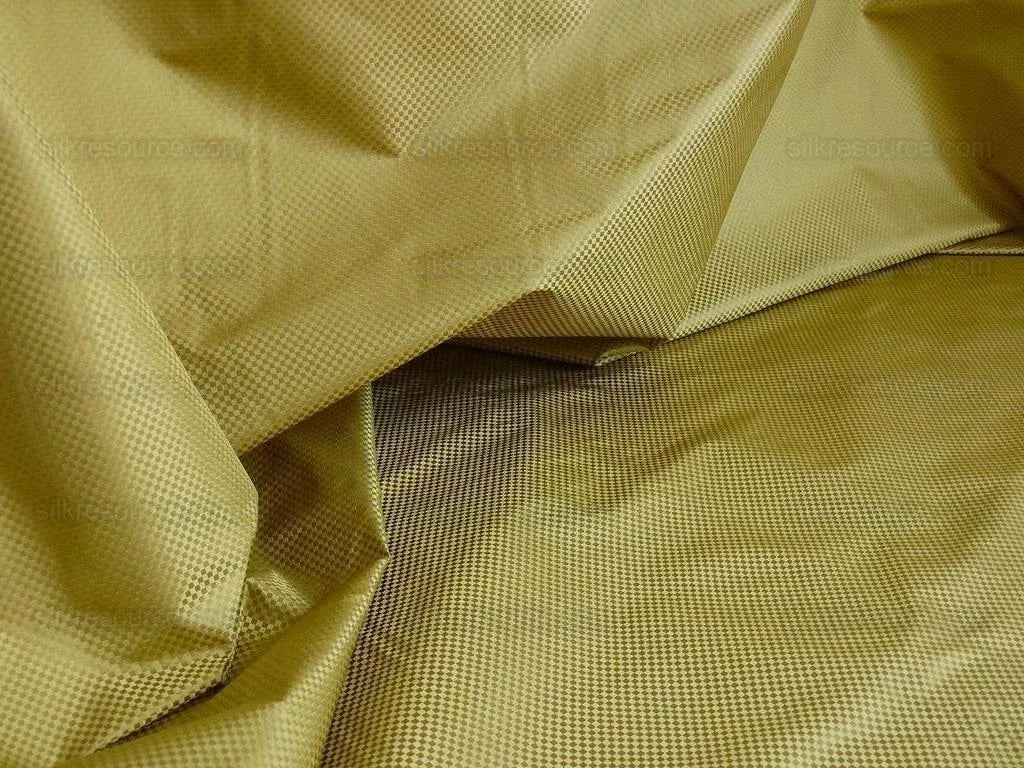 High End 100% Silk Mini Check "wheat" Gold Heavy! MSRP USD275/Y