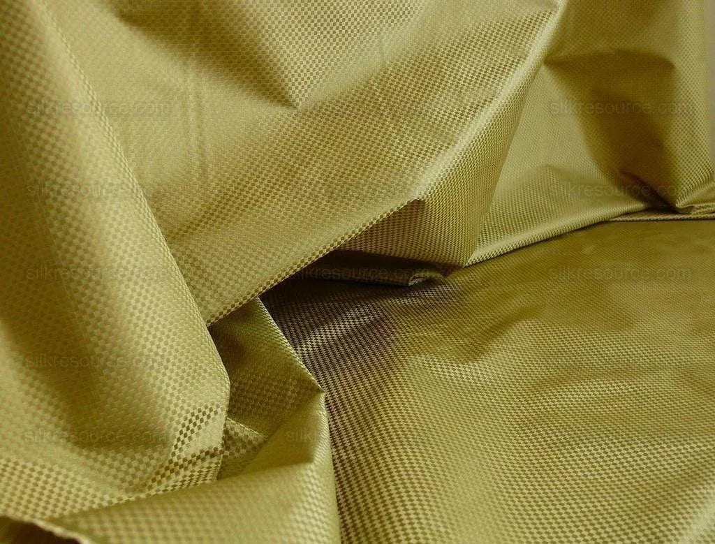 High End 100% Silk Mini Check "wheat" Gold Heavy! MSRP USD275/Y