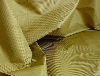 High End 100% Silk Mini Check "wheat" Gold Heavy! MSRP USD275/Y