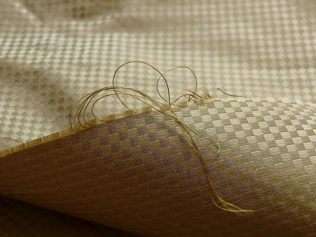 High End 100% Silk Mini Check "vinegar" Gold Heavy! MSRP USD275/Y