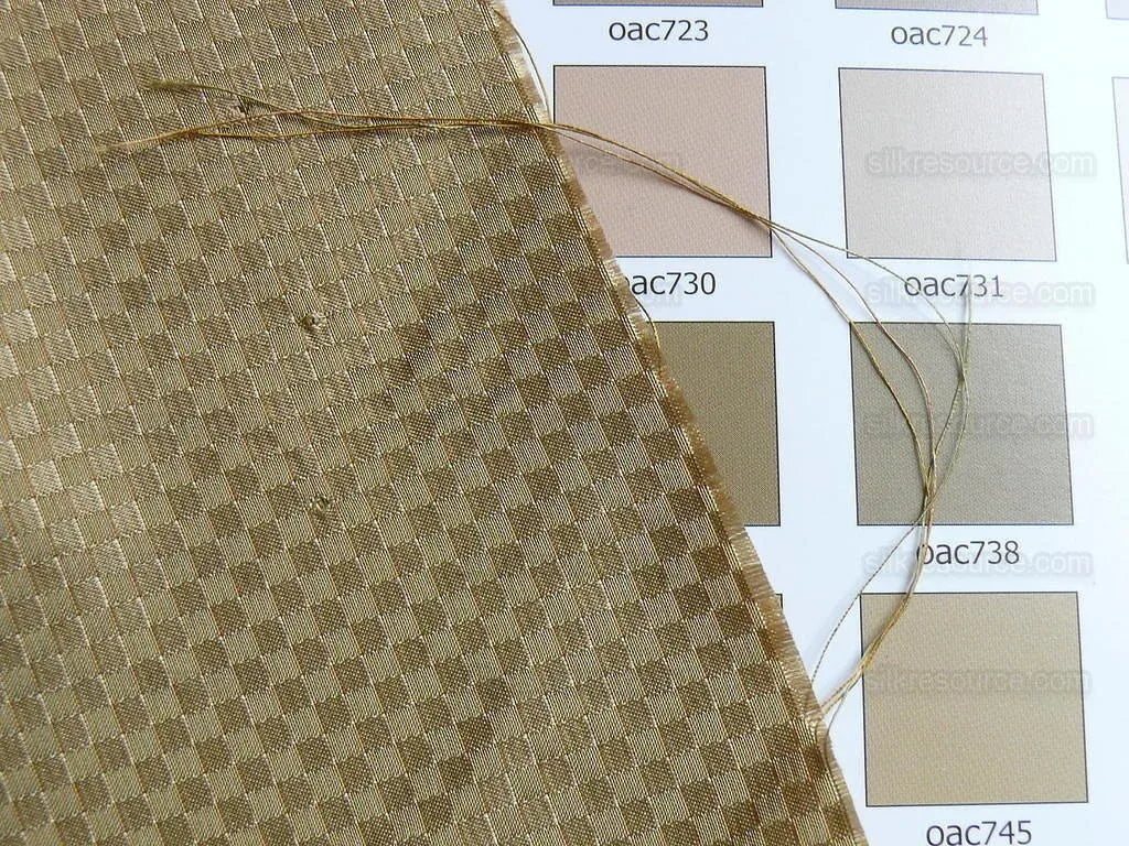 High End 100% Silk Mini Check "vinegar" Gold Heavy! MSRP USD275/Y