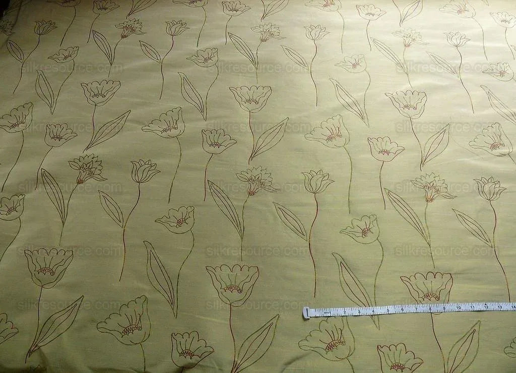 100% Silk Lampas Tulip "flower" Cream Mod Picasso  Modern Abstract Flora Thick MSRP USD 300+/Y
