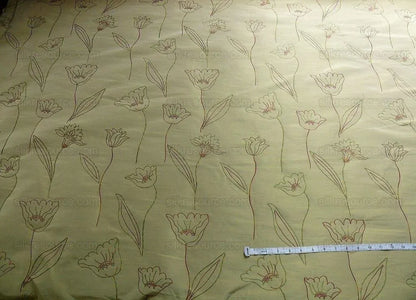 100% Silk Lampas Tulip "flower" Cream Mod Picasso  Modern Abstract Flora Thick MSRP USD 300+/Y