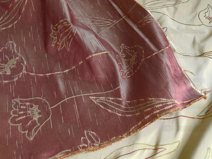 100% Silk Lampas Tulip "flower" Cream Mod Picasso  Modern Abstract Flora Thick MSRP USD 300+/Y