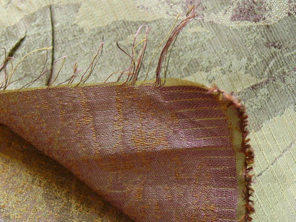 by yard High end 100% Silk Lampas Withered Leaf Birch Forest "lilac" Purple Gold