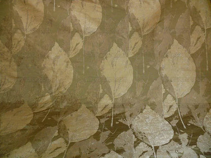 High end 100% Silk Lampas Withered Leaf Birch Forest "pewter" Silver