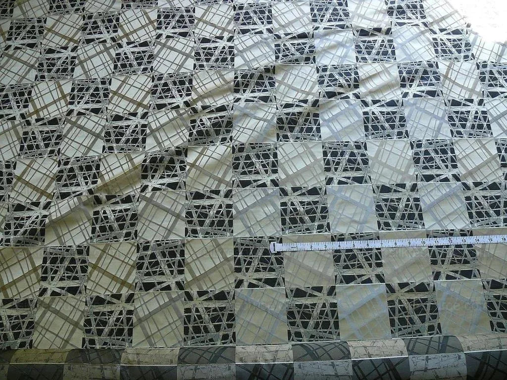 100% Silk Jacquard Mirror Square "slate" Grey Black Silver MSRP USD 230/y