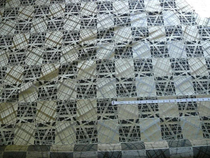 100% Silk Jacquard Mirror Square "slate" Grey Black Silver MSRP USD 230/y