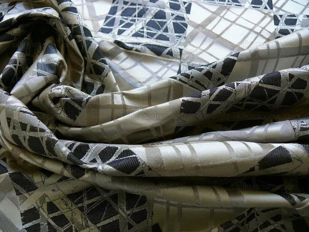 100% Silk Jacquard Mirror Square "slate" Grey Black Silver MSRP USD 230/y
