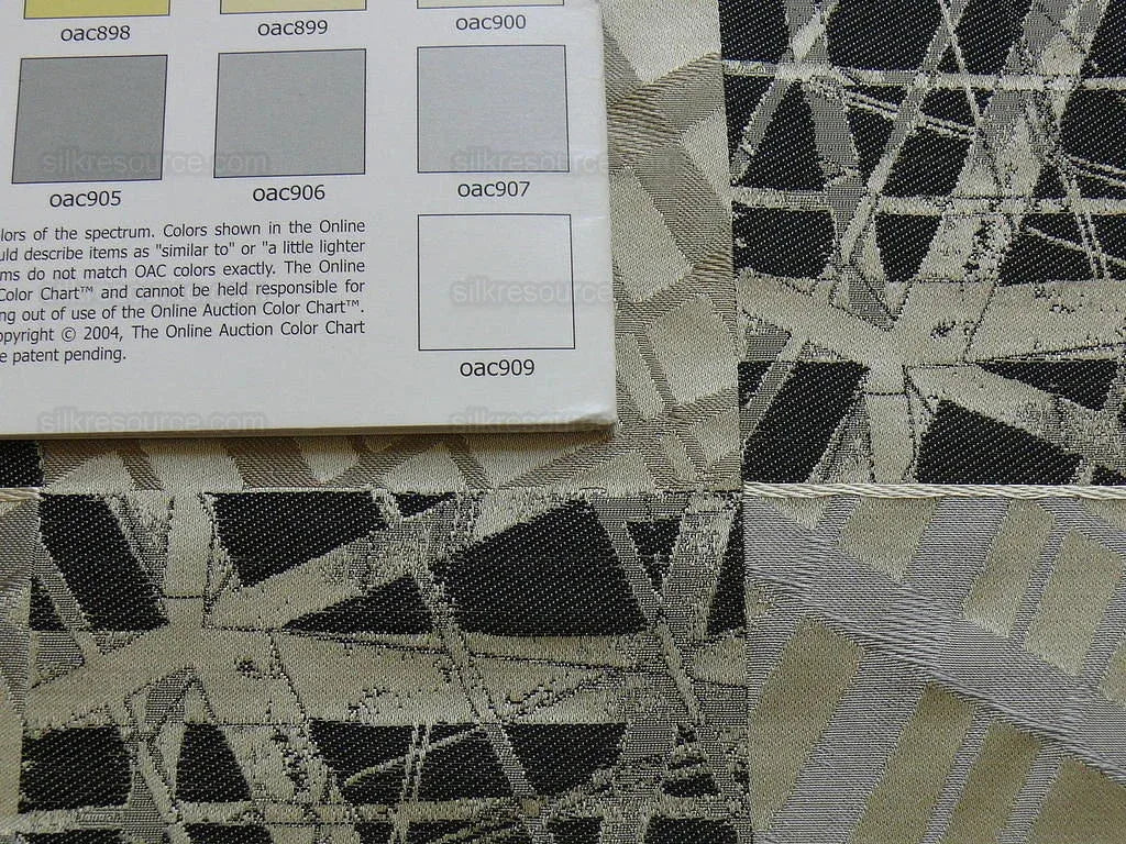 100% Silk Jacquard Mirror Square "slate" Grey Black Silver MSRP USD 230/y