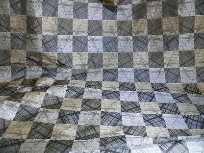 100% Silk Jacquard Mirror Square "slate" Grey Black Silver MSRP USD 230/y