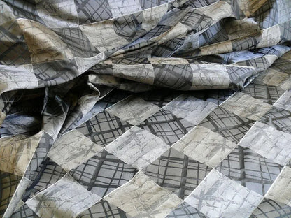 100% Silk Jacquard Mirror Square "slate" Grey Black Silver MSRP USD 230/y