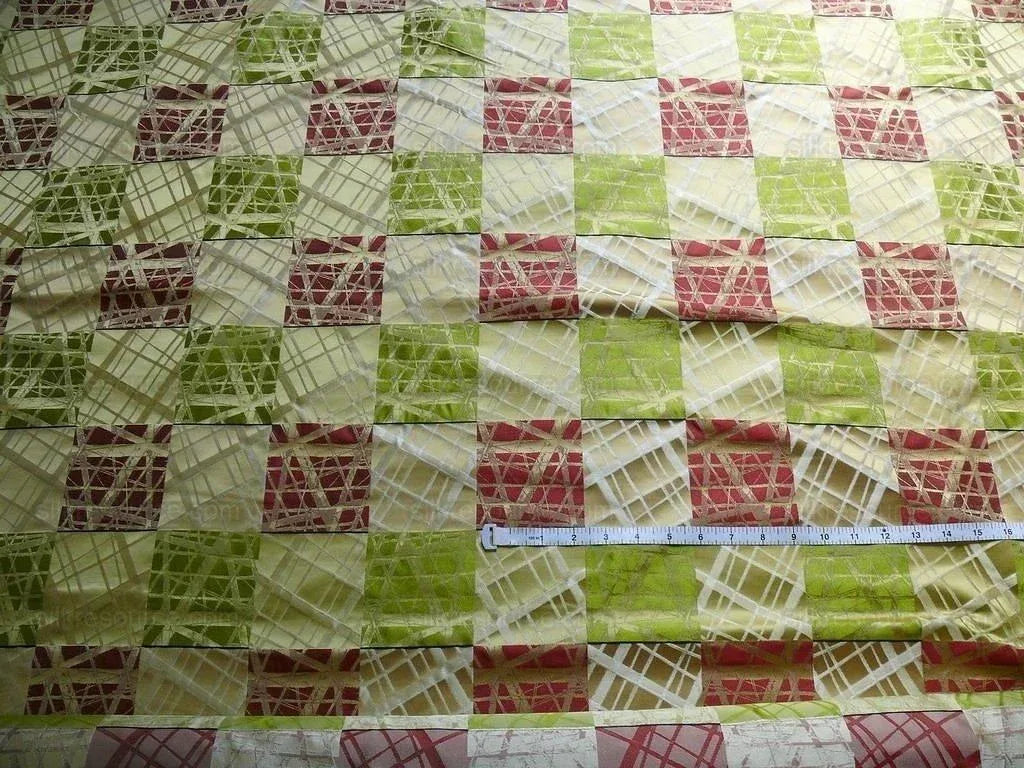 100% Silk Jacquard Mirror Square "fiesta" Gold Green Red MSRP USD 230/y