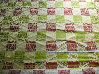 100% Silk Jacquard Mirror Square "fiesta" Gold Green Red MSRP USD 230/y