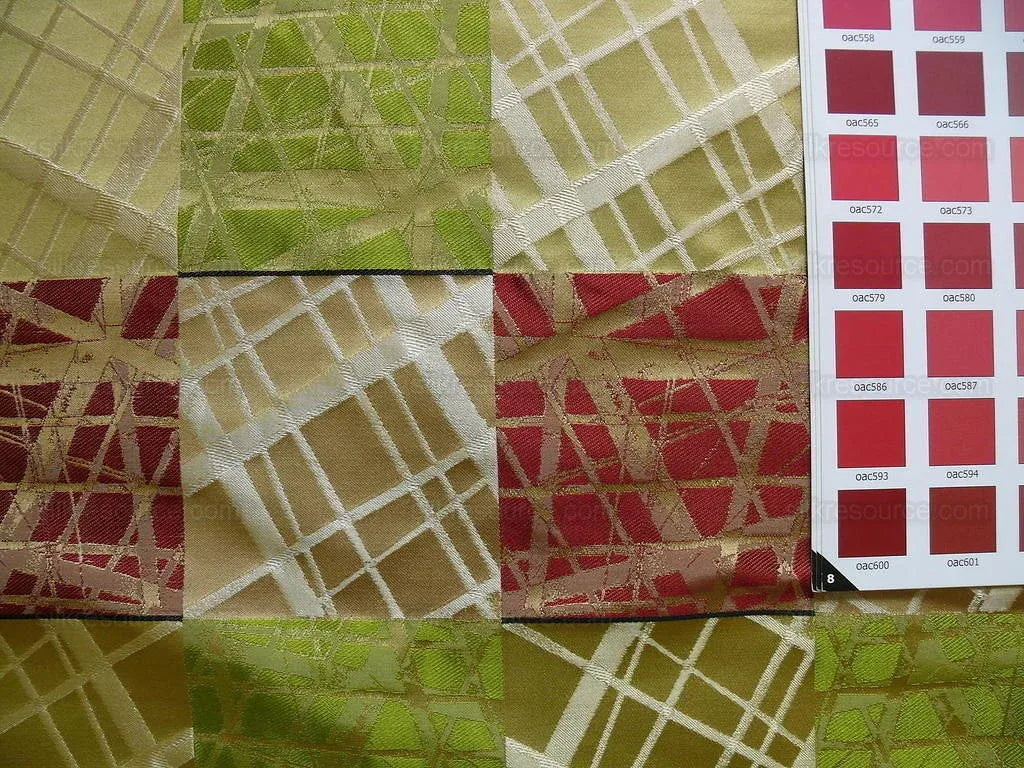 100% Silk Jacquard Mirror Square "fiesta" Gold Green Red MSRP USD 230/y