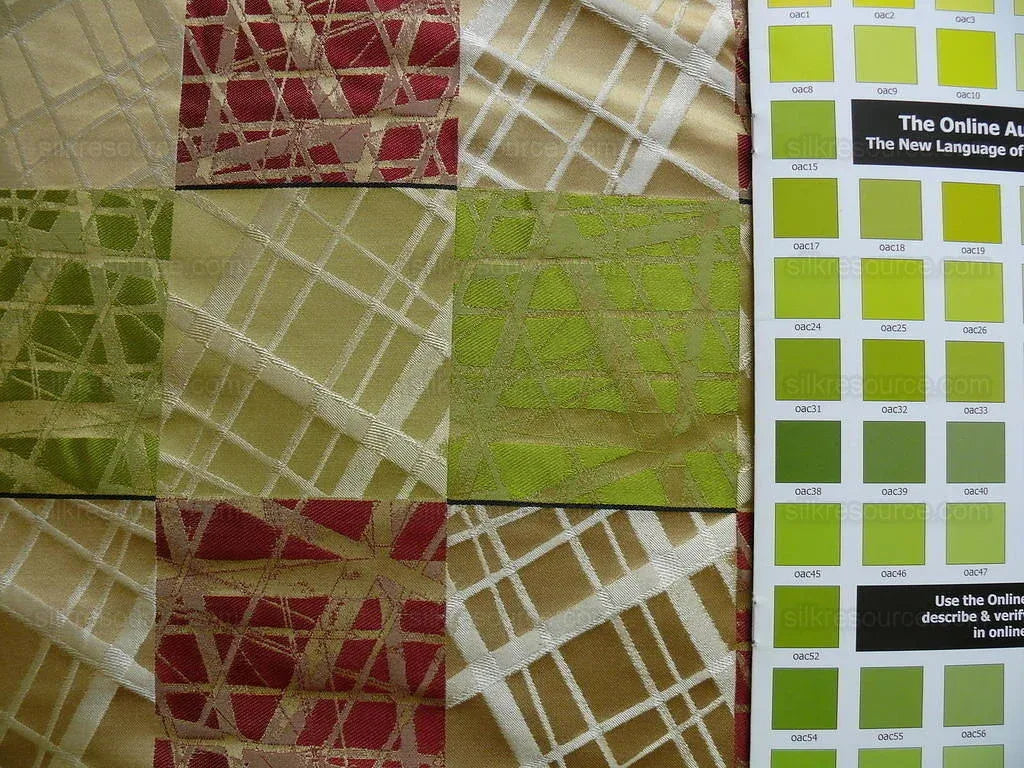 100% Silk Jacquard Mirror Square "fiesta" Gold Green Red MSRP USD 230/y