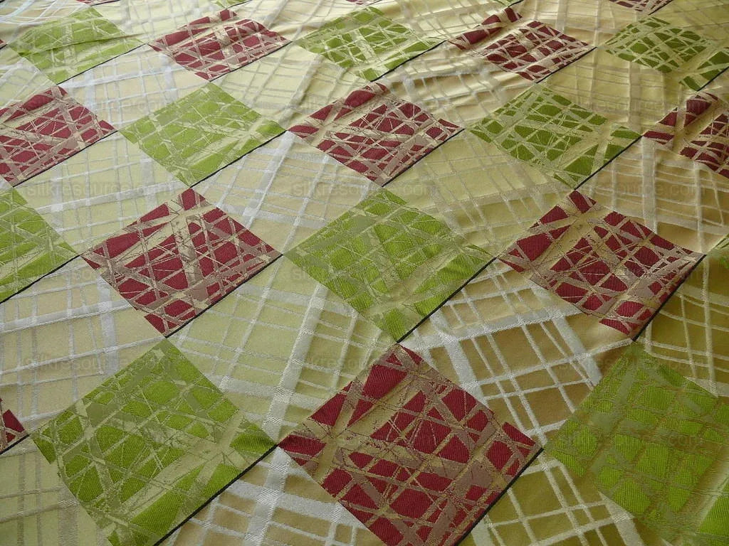 100% Silk Jacquard Mirror Square "fiesta" Gold Green Red MSRP USD 230/y