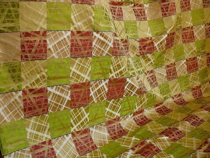 100% Silk Jacquard Mirror Square "fiesta" Gold Green Red MSRP USD 230/y